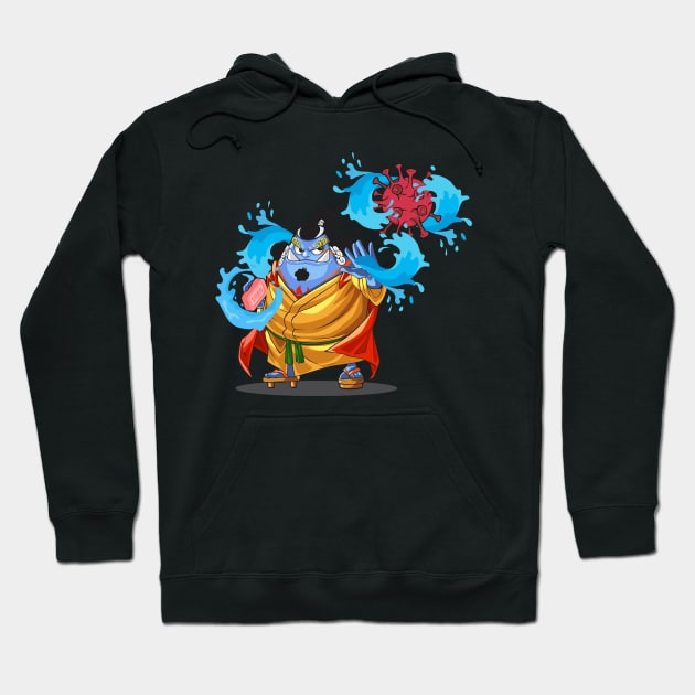 Jimbei/Jinbei's Water and Soap to beat Corona Hoodie by Diskarteh